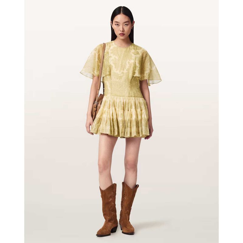AllSaints Yanna Slim Fit Tiered Mini Dress image number 3